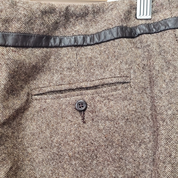 Pendleton Women’s Brown 100% Virgin Wool Pleated Pants 100% Leather Trim Size:10 - Picture 6 of 13